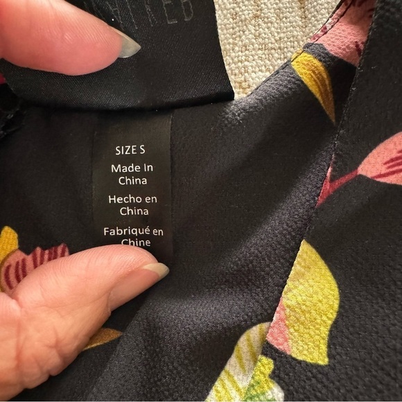 NightWalker Black Floral Low Cut Mini Dress - Picture 5 of 6